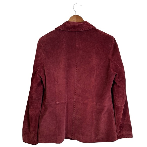 Vintage Bernardo Women’s M Red Burgundy Suede Leather Full Zip Lined Jacket Coat - Picture 6 of 14